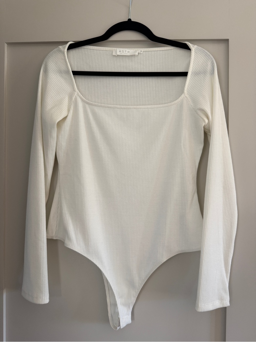 ASTR The Label white Ribbed Long-Sleeve Bodysuit